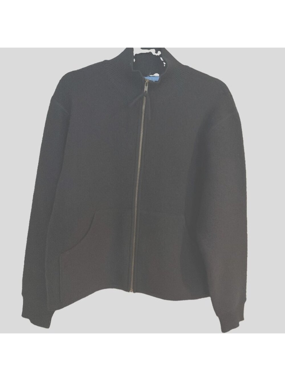 Deane & White Sweater Womens LArge Black 100% Wool Long Sleeve Full Zip Casual